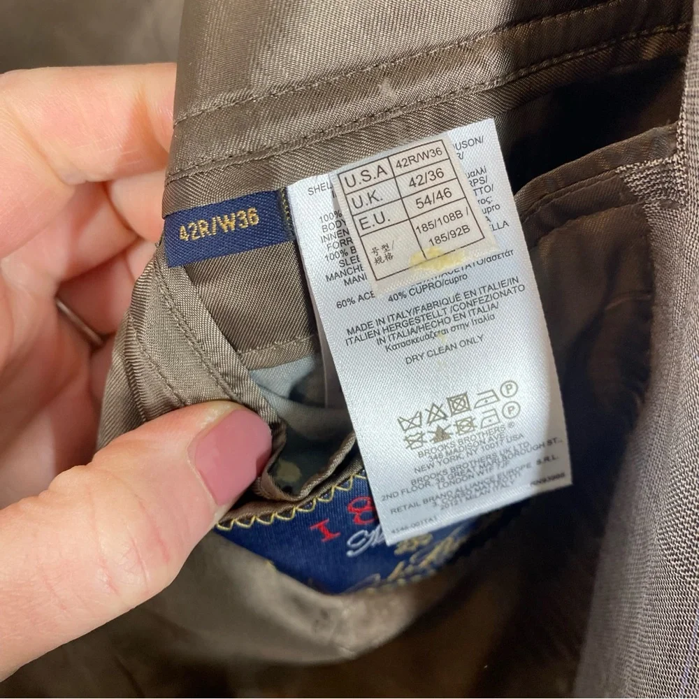 Brooks Brothers 1818‎ Milano Saxxon Wool Blazer Gray Plaid Windowpane 42R W36